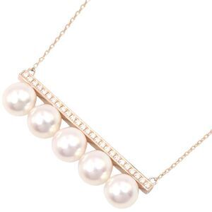 Tasaki Diamond Pave Necklace K18PG Gold